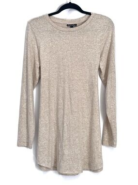 Alison Andrews Womens Large  Beige Heathered Long Sleeve Tunic Top w/ Back Tie